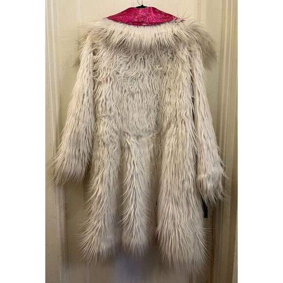 Pink White Reversible Y2K 90s Fluffy Jacket Coat  Women's Size Medium - Picture 6 of 13